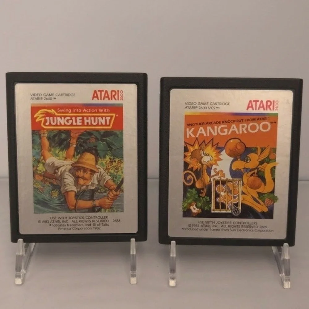 Jungle Hunt 1982 & Kangaroo 1983 (Atari 2600) Cartridge Bundle - Tested & Works